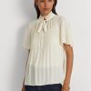 Bílé dámské plisované topy Georgette Ralph Lauren