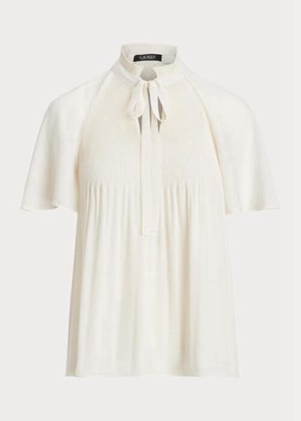 Bílé dámské plisované topy Georgette Ralph Lauren