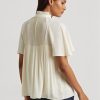 Bílé dámské plisované topy Georgette Ralph Lauren