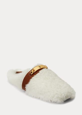 Bílé dámské ploché boty Ralph Lauren Polo ID Shearling