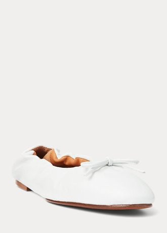 Bílé dámské ploché boty Ralph Lauren The Pony Ballet
