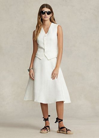Bílé dámské plátěné A-Line sukně Ralph Lauren
