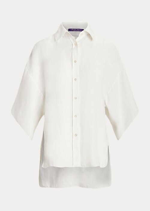 Bílé dámské plátěné halenky Ralph Lauren Soloman Bílé dámské plátěné halenky Ralph Lauren Soloman