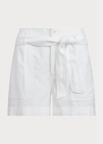 Bílé dámské plátěné šortky Ralph Lauren s páskem