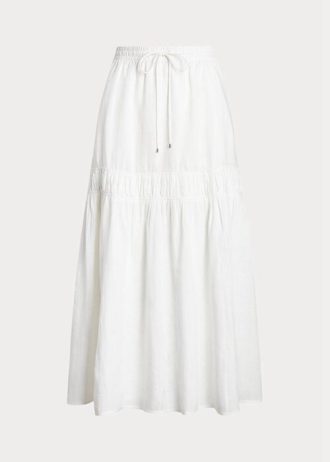 Bílé dámské plátěné sukně Ralph Lauren vrstvené maxisukně