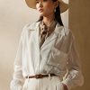 Bílé dámské plátěné voálové košile Ralph Lauren Roslin Bílé dámské plátěné voálové košile Ralph Lauren Roslin