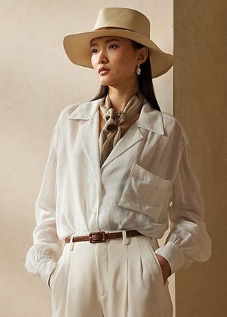 Bílé dámské plátěné voálové košile Ralph Lauren Roslin