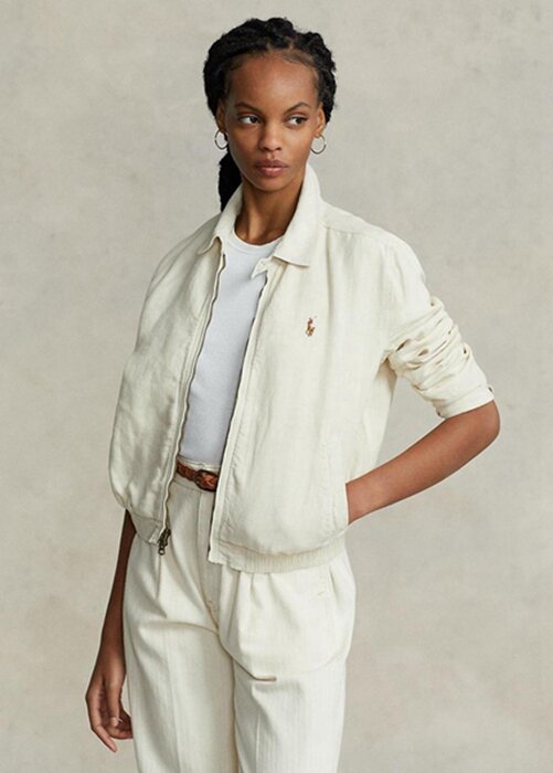 Bílá dámská plátěná větrovka Ralph Lauren Bílá dámská plátěná větrovka Ralph Lauren