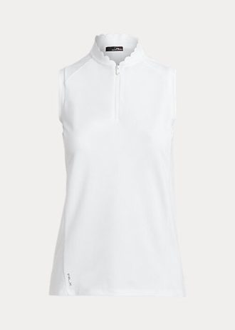 Bílé dámské polokošile Ralph Lauren bez rukávů se čtvrt zipem