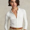 Bílé dámské polokošile Ralph Lauren s žebrovaným předním dílem
