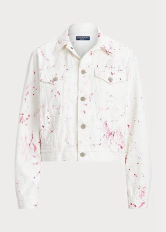 Bílé dámské Ralph Lauren Pink PonyRůžové bundy Pony Denim Trucker