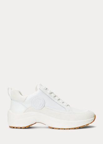 Bílé dámské Ralph Lauren Reaghan Leather & Semišové tenisky
