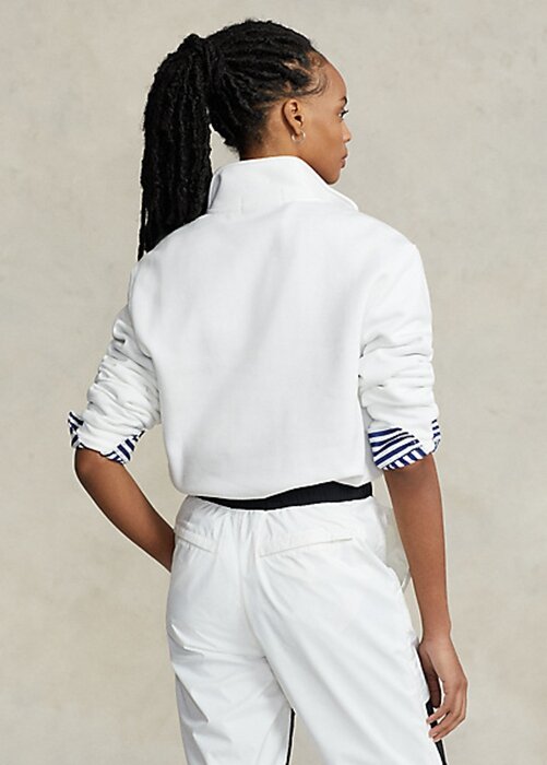 Bílé dámské sportovní fleecové mikiny Ralph Lauren Polo Bílé dámské sportovní fleecové mikiny Ralph Lauren Polo