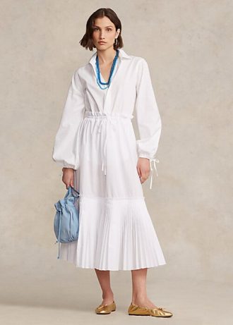 Bílé dámské sukně A-Line s plisovaným lemem Ralph Lauren
