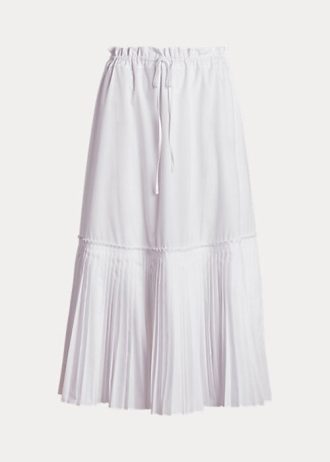 Bílé dámské sukně A-Line s plisovaným lemem Ralph Lauren