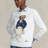 Bílé dámské svetry Ralph Lauren Polo Bear ze směsi bavlny Bílé dámské svetry Ralph Lauren Polo Bear ze směsi bavlny