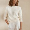 Bílé dámské svetry Ralph Lauren zdobené RL směs bavlny Bílé dámské svetry Ralph Lauren zdobené RL směs bavlny