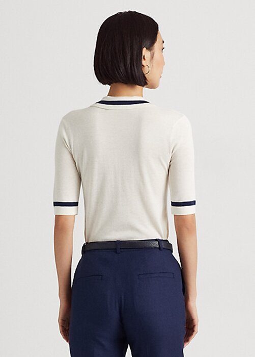 Bílé dámské svetry s krátkým rukávem Ralph Lauren Silk-Blend Bílé dámské svetry s krátkým rukávem Ralph Lauren Silk-Blend