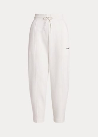 Bílé dámské tepláky Ralph Lauren bavlna-směs-fleece mrkve