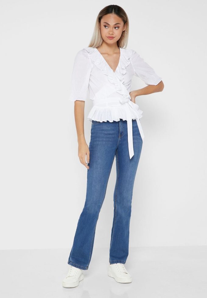 Bílé dámské topy Ralph Lauren s volánem