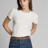 Bílá dámská trička Ralph Lauren Bavlněný Jersey Crewneck