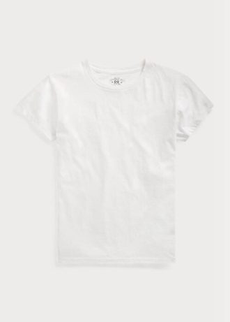 Bílá dámská trička Ralph Lauren Bavlněný Jersey Crewneck