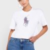 Bílá dámská trička Ralph Lauren Crew s výstřihem