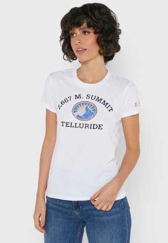Bílá dámská trička Ralph Lauren Crew s výstřihem
