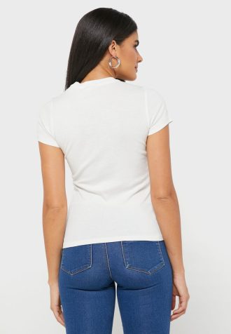 Bílá dámská trička Ralph Lauren Crew s výstřihem