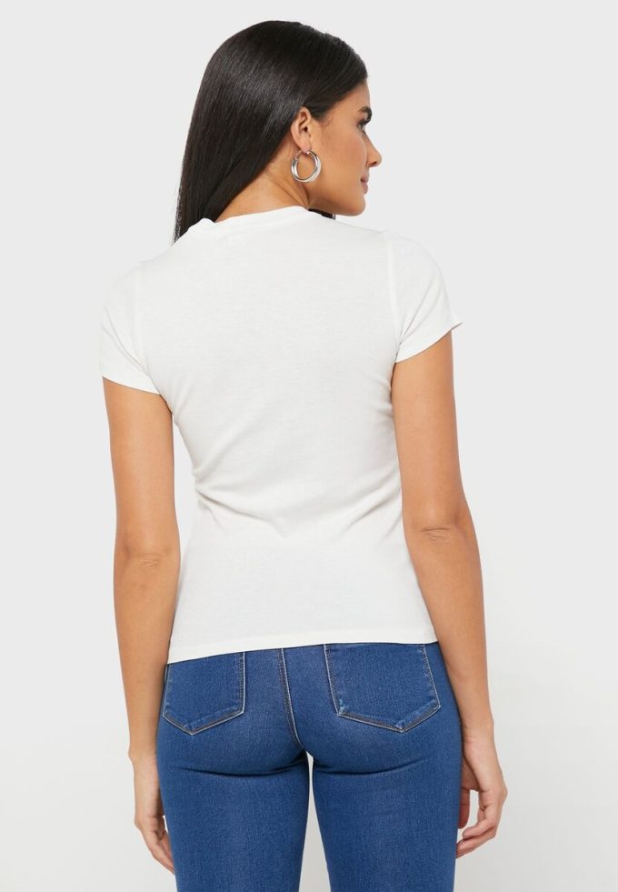 Bílá dámská trička Ralph Lauren Crew s výstřihem