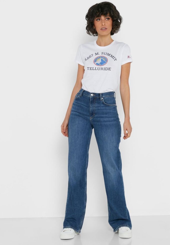 Bílá dámská trička Ralph Lauren Crew s výstřihem