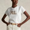 Bílé dámské trička Ralph Lauren Rl-semiš-nášivka Jersey Bílé dámské trička Ralph Lauren Rl-semiš-nášivka Jersey