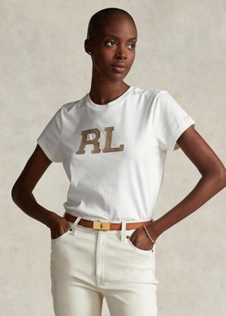 Bílé dámské trička Ralph Lauren Rl-semiš-nášivka Jersey