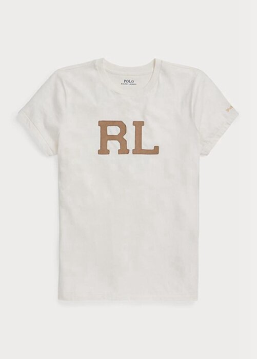Bílé dámské trička Ralph Lauren Rl-semiš-nášivka Jersey Bílé dámské trička Ralph Lauren Rl-semiš-nášivka Jersey