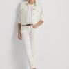Bílé dámské uvolněné zúžené džíny Ralph Lauren Eyelet-Patchwork Bílé dámské uvolněné zúžené džíny Ralph Lauren Eyelet-Patchwork