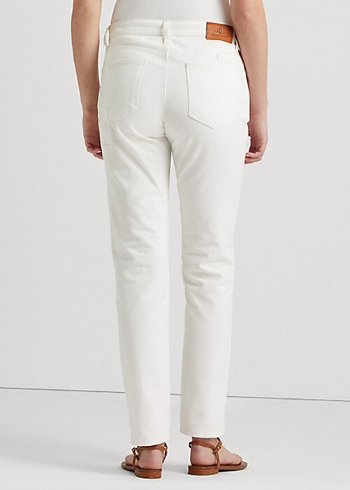 Bílé dámské uvolněné zúžené džíny Ralph Lauren Eyelet-Patchwork Bílé dámské uvolněné zúžené džíny Ralph Lauren Eyelet-Patchwork