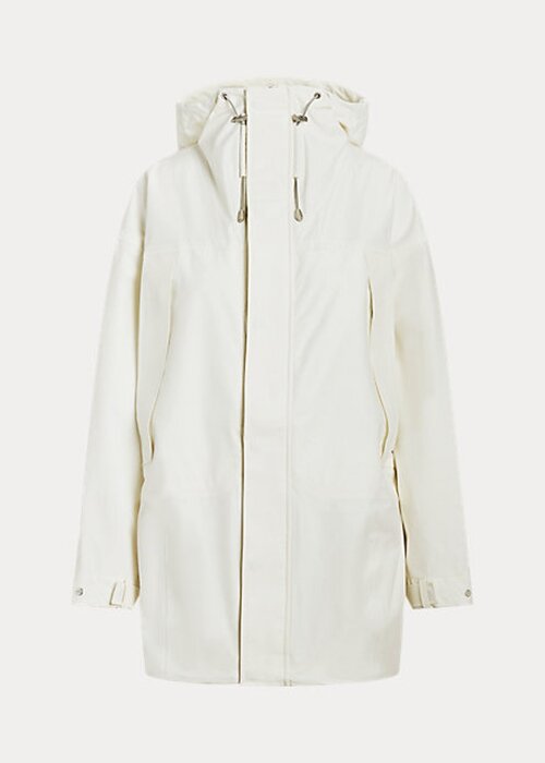 Bílá dámská voděodolná větrovka s kapucí Ralph Lauren Bílá dámská voděodolná větrovka s kapucí Ralph Lauren