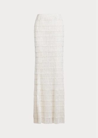 Bílé dámské zdobené maxi sukně Ralph Lauren Fontanna