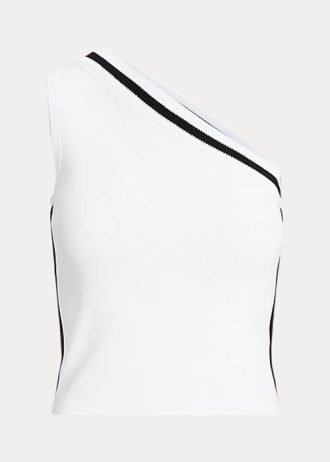 Bílé dámské zkrácené svetry Ralph Lauren dvoubarevné na jedno rameno