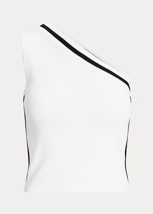 Bílé dámské zkrácené svetry Ralph Lauren dvoubarevné na jedno rameno Bílé dámské zkrácené svetry Ralph Lauren dvoubarevné na jedno rameno
