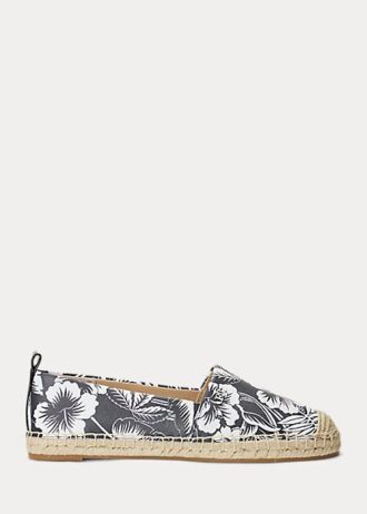 Bílá/černá dámská espadrilka Ralph Lauren Cameryn III květinová kůže