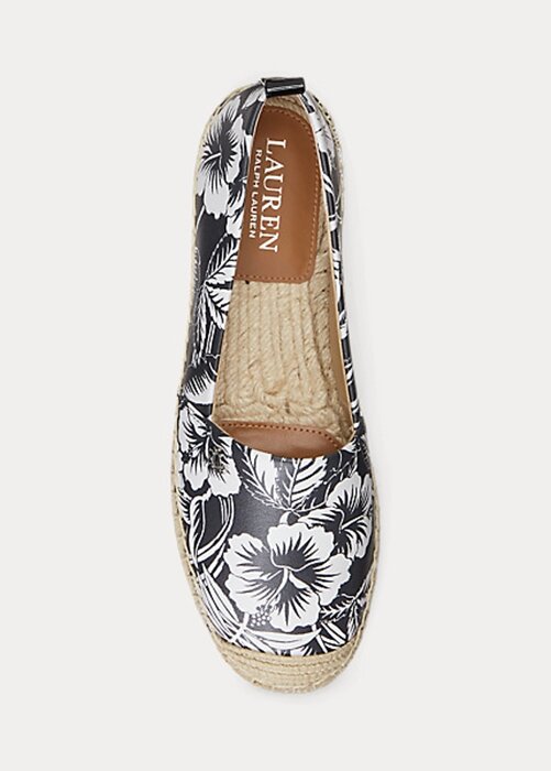 Bílá/černá dámská espadrilka Ralph Lauren Cameryn III květinová kůže Bílá/černá dámská espadrilka Ralph Lauren Cameryn III květinová kůže