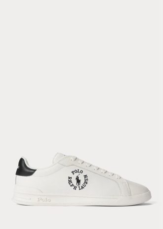 Bílé/černé pánské kožené tenisky Ralph Lauren Heritage Court II Bílé/černé pánské kožené tenisky Ralph Lauren Heritage Court II