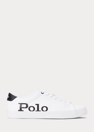 Bílé/černé pánské kožené tenisky Ralph Lauren Longwood Logo Bílé/černé pánské kožené tenisky Ralph Lauren Longwood Logo