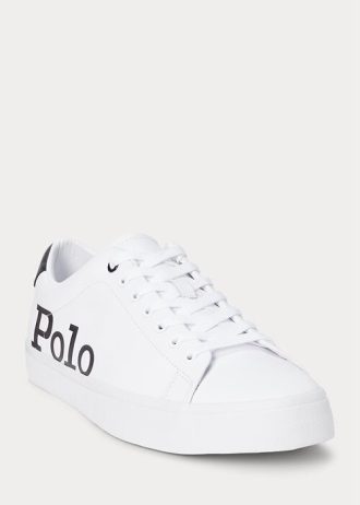 Bílé/černé pánské kožené tenisky Ralph Lauren Longwood Logo Bílé/černé pánské kožené tenisky Ralph Lauren Longwood Logo