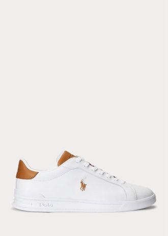 Bílé/hnědé pánské kožené tenisky Ralph Lauren Heritage Court II Bílé/hnědé pánské kožené tenisky Ralph Lauren Heritage Court II