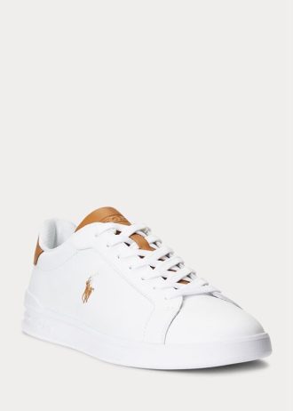 Bílé/hnědé pánské kožené tenisky Ralph Lauren Heritage Court II Bílé/hnědé pánské kožené tenisky Ralph Lauren Heritage Court II