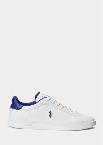 Bílé / královské pánské kožené tenisky Ralph Lauren Heritage Court II