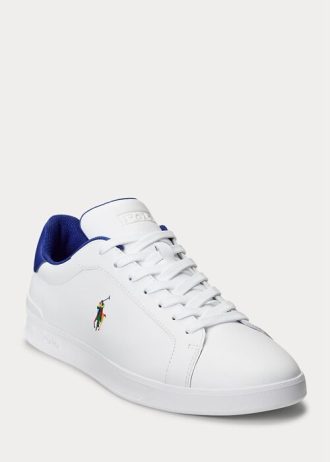 Bílé / královské pánské kožené tenisky Ralph Lauren Heritage Court II