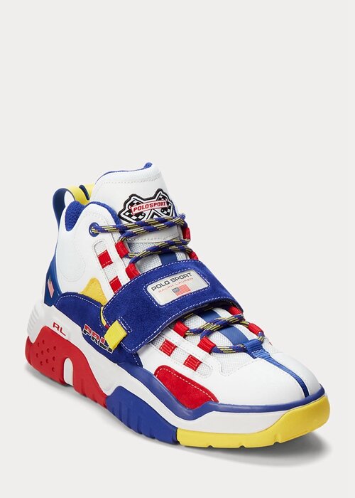 Bílé / královské pánské vysoké tenisky Ralph Lauren PS100 Bílé / královské pánské vysoké tenisky Ralph Lauren PS100